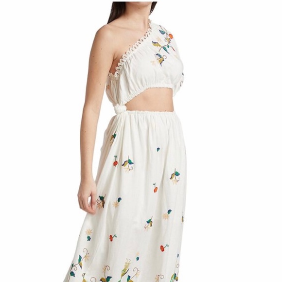 FARM RIO Pitanga Embroidery One Shoulder Cut Out Maxi Dress - Picture 8 of 16